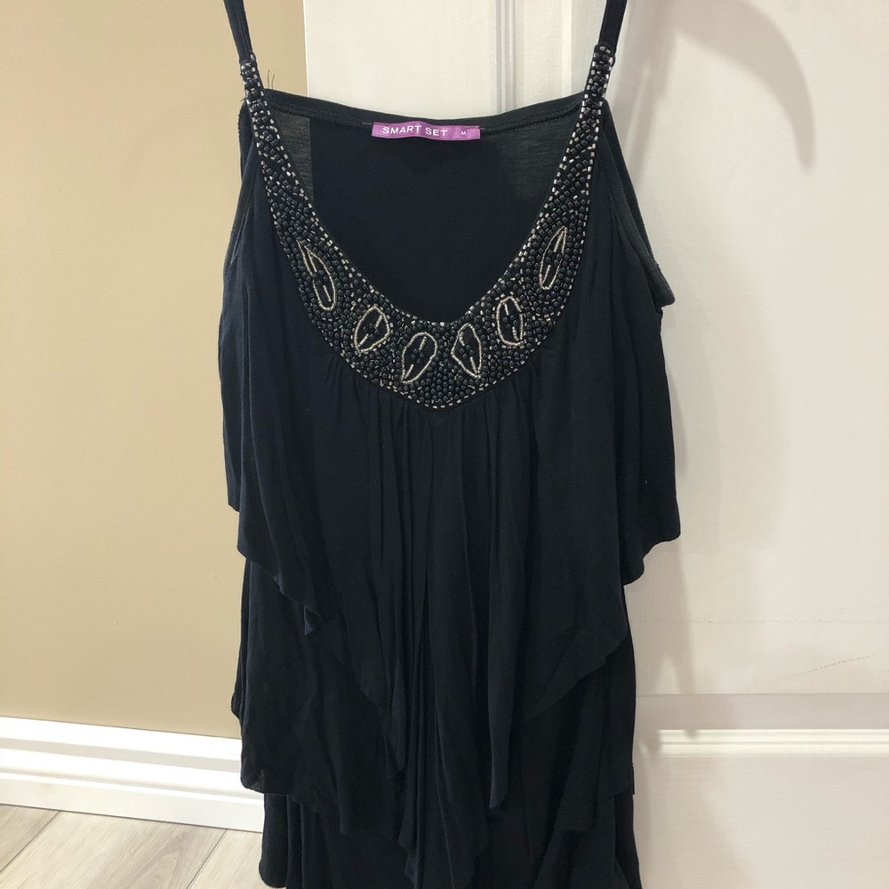 Smart Set Beautiful Black Top with Beading